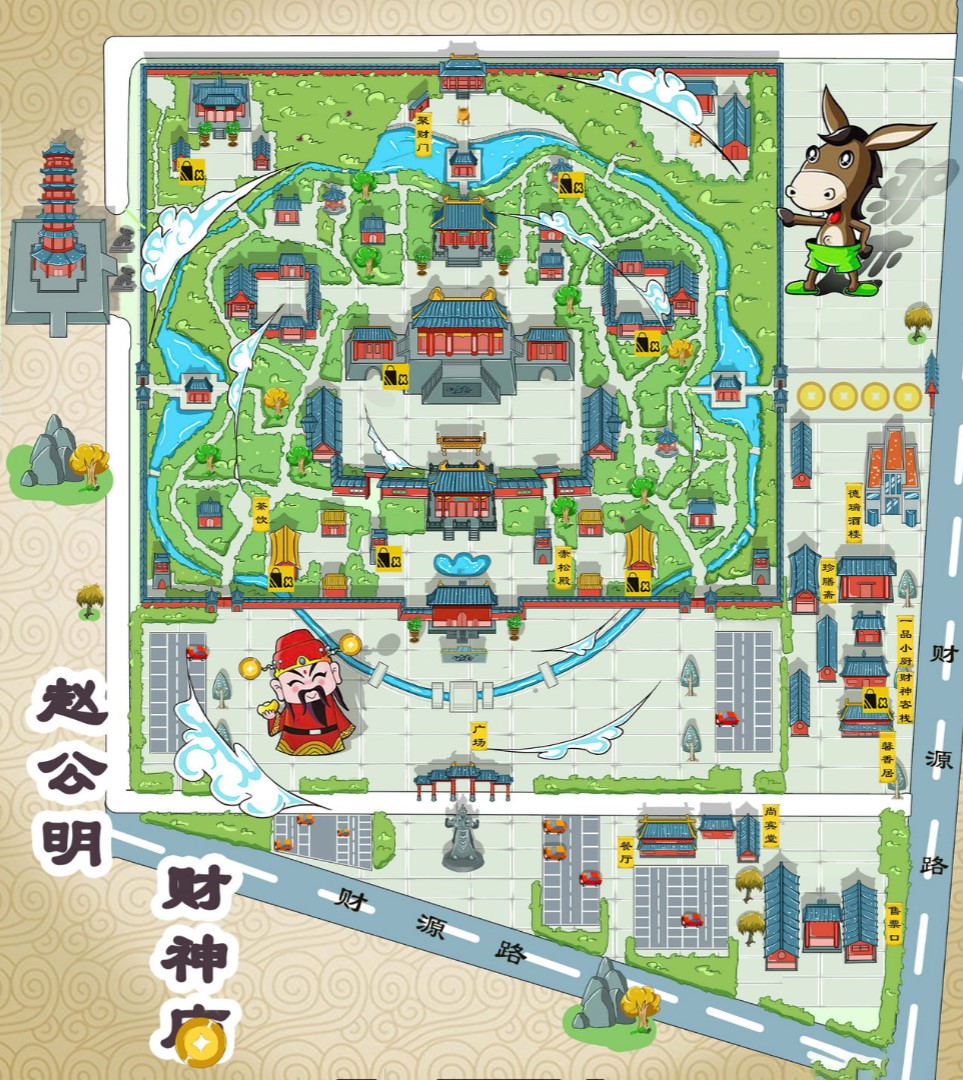 海棠湾镇寺庙类手绘地图